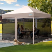 Quictent 10 x 10 Pop up Canopy with Netting, Screen House, Beige