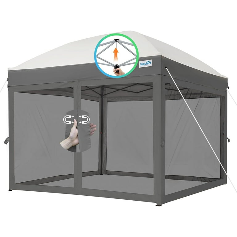 Quictent, Pop up Canopy Tent with Netting, 10'x10', Gray - Walmart.com