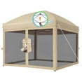 thumbnail image 1 of Quictent 10'x10' Pop up Canopy Tent with Netting, One Person Instant Setup Screen House Room Tent Screened- 4 Magnetic Doors Waterproof (Khaki), 1 of 7
