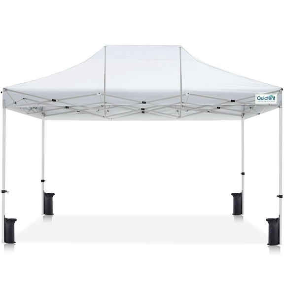Quictent 10'x15' Portable Pop up Canopy Tent, Easy up Commercial Gazebo Canopies for Sun & Rain Protection(White, No Sidewall)