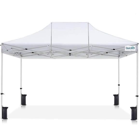 Quictent 10'x15' Portable Pop up Canopy Tent, Easy up Commercial Gazebo Canopies for Sun & Rain Protection(White, No Sidewall)