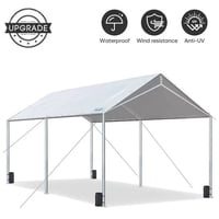 Quictent 10 x 20Ft Heavy Duty Outdoor Car Canopy with 3 Reinforced Steel Cable (Gray)