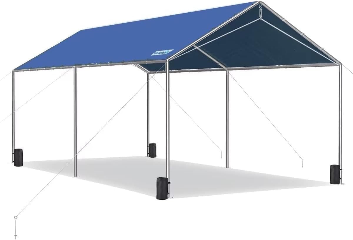 Quictent 10X20ft Upgraded Heavy Duty Carport Car Canopy Party Tent with Reinforced Steel Cables, Blue