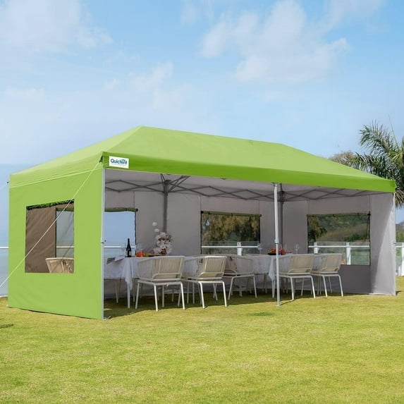 Quictent 10ft x 20ft Green Pop Up Instant Outdoor Canopy, Foldable and100% Waterproof