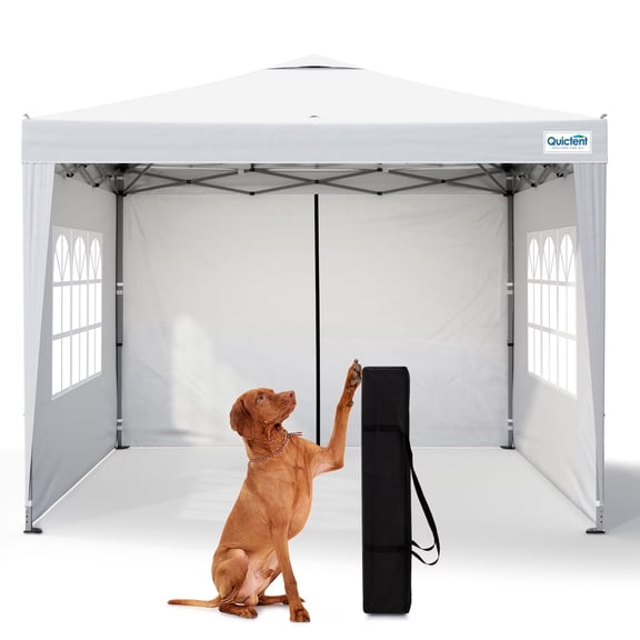 Quictent 10x10 Instant Setup Pop Up Canopy Tent with 3 Sidewalls, Portable Gazebo, Compact Outdoor Shelter, Ideal for Camping, Beach, Parties, and Outdoor Events