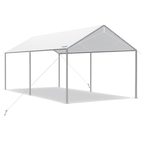 Quictent 10x15ft Heavy Duty Car Canopy Galvanized Frame Carport Outdoor Party Tent Boat Shelter, White