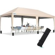 Quictent 10x20ft Pop Up Canopy Tent Easy up Canopy, Instant Folding Canopy Tent for Party and Outdoor Event, Beige