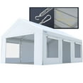 thumbnail image 1 of Quictent 10x20 ft Heavy Duty Carports with Side Zipper Doors & Snowproof Steel Cables & Ventilated Windows, Waterproof Storage Shelter for Outdoor Equipment, White, 1 of 9