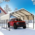 thumbnail image 1 of Quictent 10x20 ft Metal Roof Carport Kits Hard Top Garage Heavy Duty Steel Car Canopy, Black&White, 1 of 8