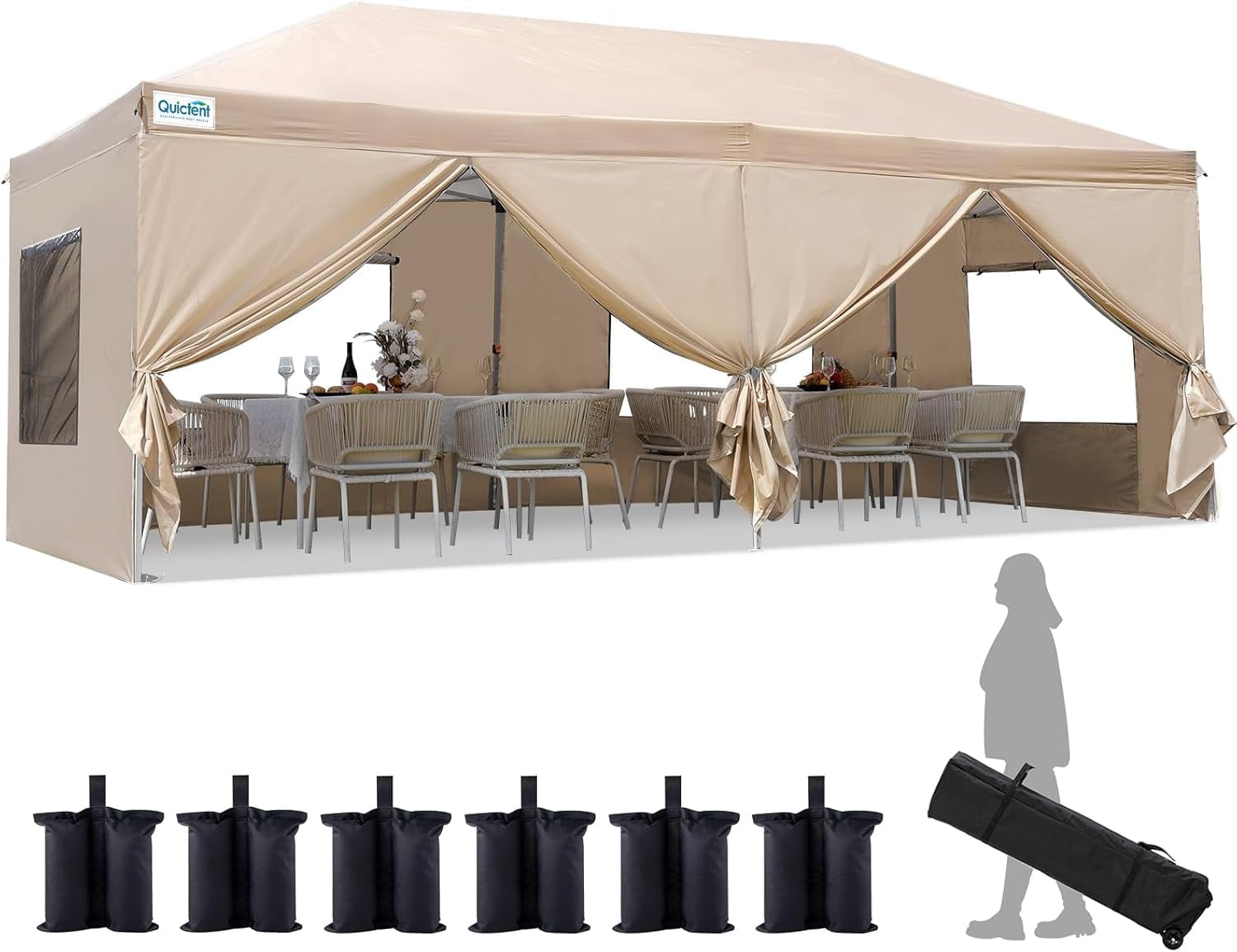 Quictent 10x20 ft Pop up Canopy Tent with Mesh Windows - Walmart.com