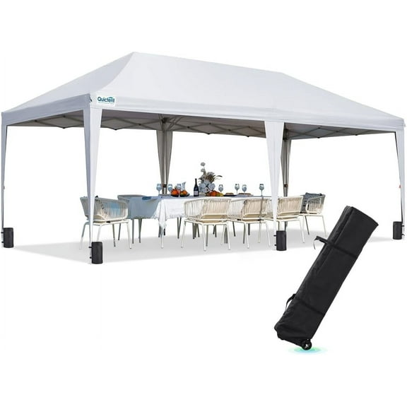Quictent 10x20ft Easy Pop up Canopy Tent Instant Outdoor Canopy Shelter Folding Party Tent, White