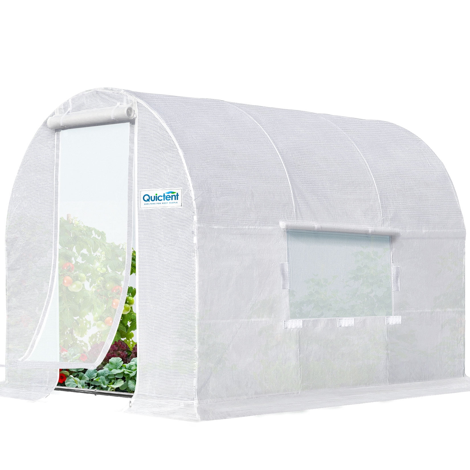 Quictent Portable Greenhouse for Outdoors, 10x6.5x6.5FT Large Walk-in Tunnel Green House for Outside, Heavy Duty Steel Frame Reinforced Cover with Screen Mesh Door Vent, Garden Plant Hot House, White