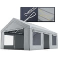 thumbnail image 1 of Quictent 12x20 ft Heavy Duty Carports with Side Zipper Doors & Snowproof Steel Cables & Ventilated Windows, Waterproof Storage Shelter for Outdoor Equipment, Gray, 1 of 9