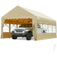 thumbnail image 1 of Quictent 13'X20' Heavy Duty Folding Carport Movable Car Canopy Retractable Carport Tent Car Tent Outdoor Boat Shelter with Removable Window Sidewall-Khaki, 1 of 10