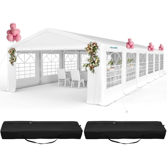 Quictent 20'x 40' Upgraded Galvanized Heavy Duty Gazebo Party Wedding Tent Canopy Carport Shelter with Carry Bags(20x40, White), Event Canopy