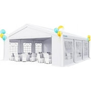 Quictent 20x20FT Party Tent Heavy Duty Upgrade PVC Fire Retardent Vinyl Outdoor Gazebo Wedding with 6 Removable Sidewalls, White