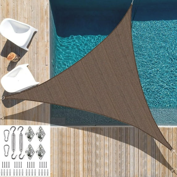 Quictent 24x24x24ft 185G HDPE Triangle Sun Shade Sail Canopy 98% UV Block Outdoor Patio Garden with Hardware Kit