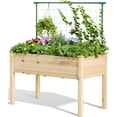 thumbnail image 1 of Quictent 48x24x30in Raised Garden Bed with Trellis Net, Elevated Wood Planter Box Stand for Backyard, Patio, Balcony w/Bed Liner, 200lb Capacity, 1 of 8