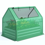 Quictent 49Lx32Wx39H inch Raised Garden Bed with Greenhouse Extra-Thick Galvanized Steel Dual Use Green
