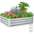 thumbnail image 1 of Quictent 4x3x1 ft Galvanized Steel Raised Garden Bed Planter Box with Tomato Cage Silver, 1 of 10