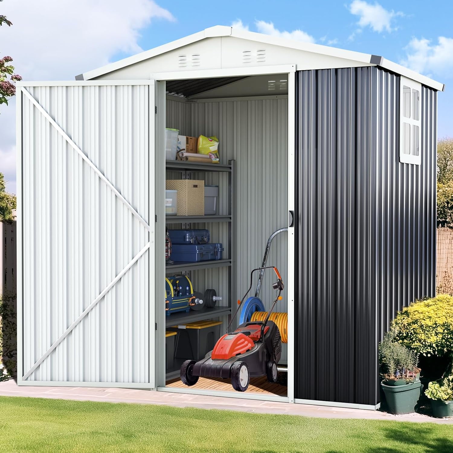 Quictent 6X4 FT Outdoor Metal Storage Shed, Heavy Duty Easy Assemble ...