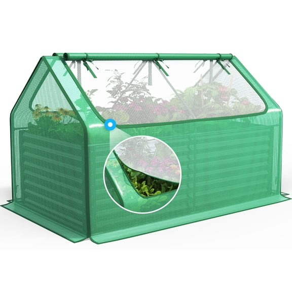 Quictent 6ftx3ftx2ft Raised Garden Bed Galvanized Raised Beds with Cover, Tall Metal Planter Box for Outdoor, Green