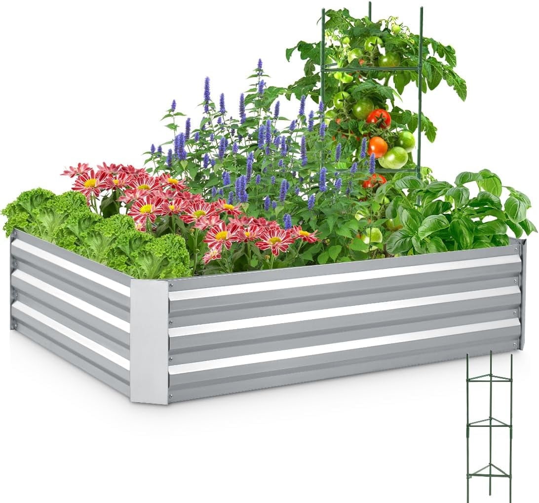 Quictent 6x3x1 ft Raised Garden Bed Galvanized Metal Planter Box for