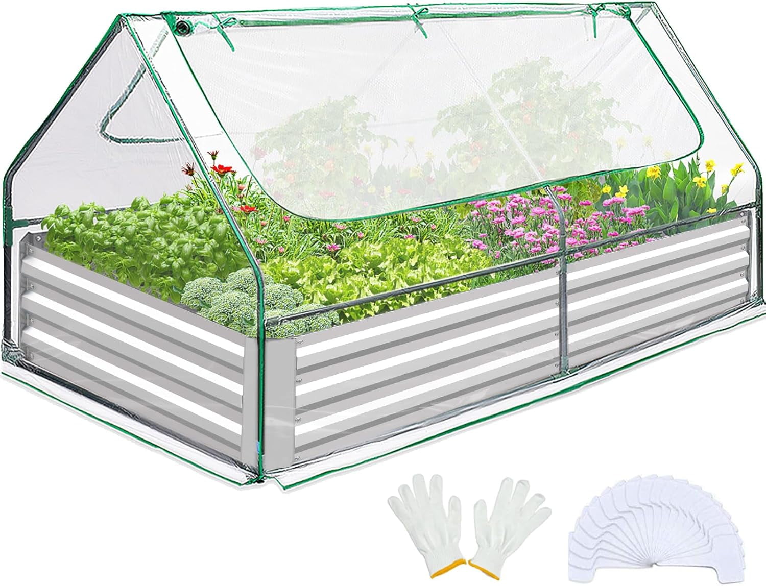Quictent 6x3x1ft Galvanized Raised Garden Bed with Cover Metal Planter ...