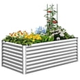 thumbnail image 1 of Quictent 6x3x2 ft Galvanized Raised Garden Bed Extra Height Outdoor Planter Box with Tomato Cage Silverr, 1 of 9