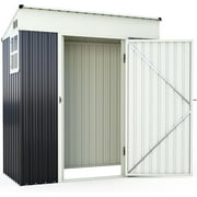 Quictent 5X3 FT Outdoor Metal Storage Shed, Heavy Duty Garden Shed with Rotating Roof and Combination Lock, Waterproof Shed for Bike Storage, Tool Storage, Temporary Storage,Dark Gray