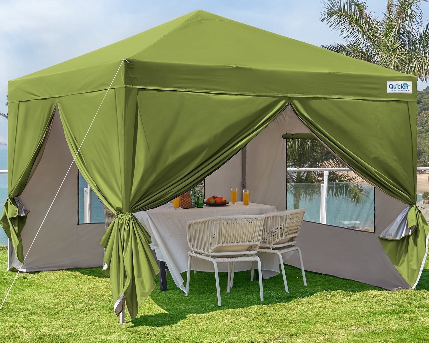 Quictent 8 x8 Easy Set Up Pop Up Canopy Tent with Zip Sidewalls for Outdoor Camping Walmart