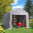 thumbnail image 1 of Quictent 8x12FT Carport Shelter with Roll-Up Mesh Windows & Reinforced Frame, Portable Garage Canopy for Motorcycle Storage, Silver Gray, 1 of 7