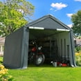 thumbnail image 1 of Quictent 8x14FT Carport Shelter with Roll-Up Mesh Windows & Reinforced Frame, Portable Garage Canopy for Motorcycle Storage, Outdoor Equipment, Patio Furniture Cover - Dark Gray, 1 of 7