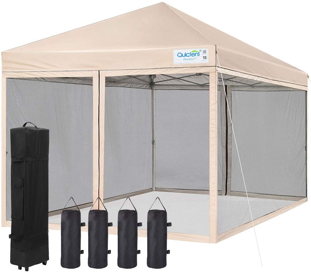 Quictent 8'x8' Pop Up Screen House, Tan Canopy with Mesh Sides, Waterproof  and UV Protection - Walmart.com, image size:1086x956