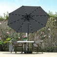 thumbnail image 1 of Quictent 9Ft Patio Umbrella 32 LED Lights 3 Years Non-Fading Outdoor Garden Table Canopy Market Umbrella Pool Backyard with Ventilation Top 8 Ribs 240G Yarn-Dyed Fabric with Push Button Tilt Gray, 1 of 8