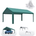 thumbnail image 1 of Quictent Carport Replacement Tarp Canopy Top Cover with Leg Cloth with Bungees Balls, for 10x20 ft Garage Party Tent Shelter - Green, One Roof Only, 1 of 7