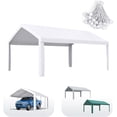 thumbnail image 1 of Quictent Carport Replacement Tarp Canopy Top Cover with Leg Cloth with Bungees Balls, for 10x20 ft Garage Party Tent Shelter - White, One Roof Only, 1 of 7