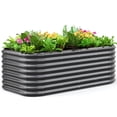 thumbnail image 1 of Quictent Galvanized Tall Raised Garden Bed Kit, 6x3x2 ft Oval Large Planting Box Rubber Strip Edging, for Vegetables Outdoor Double Strengthened by Vertical Bar and Crossbar with Liner (Dark Grey), 1 of 10