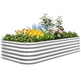 thumbnail image 1 of Quictent Galvanized Tall Raised Garden Bed Kit, 8x4x1.5 ft Oval Large Planting Box for Vegetables Outdoor, Double Strengthened by Vertical Bar and Crossbar with Liner (Silver), 1 of 9