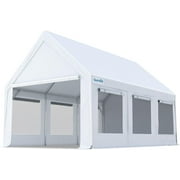Quictent Heavy Duty 10x20 ft Carport Canopy with High Peak and Ventilation Window Sidewalls, Storage Shed for RV/Truck/Boat Outdoor Party Tent for Wedding - White