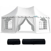 Quictent Heavy Duty 20' x 14.5' White Party Tent Wedding Tent Gazebo Outdoor Canopy with Carry Bags White