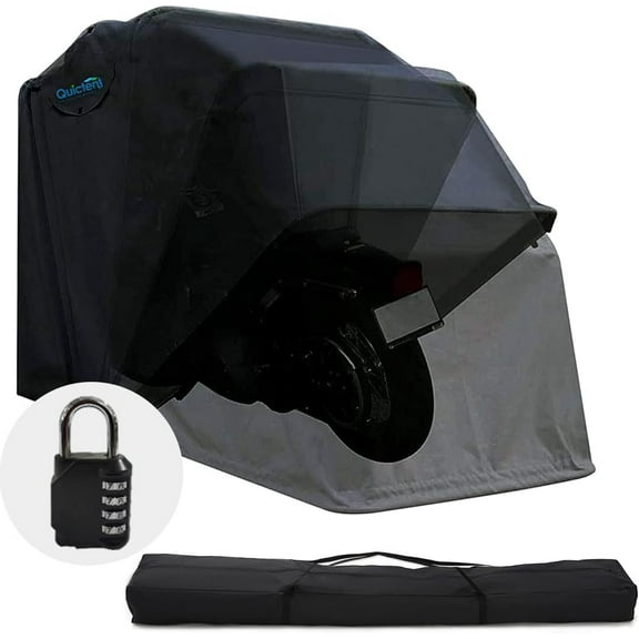 Quictent Heavy Duty Motorcycle Shelter Storage Tent with Carry Bag Large Size Black