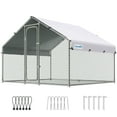 thumbnail image 1 of Quictent Large Metal Chicken Coop Run for 10+ Poultry with Heavy Duty Wire Mesh and Waterproof Roof Cover, Outdoor Walk-in Cage Peak Hen House for Yard Farm, 6.6x9x6.6FT, 1 of 7