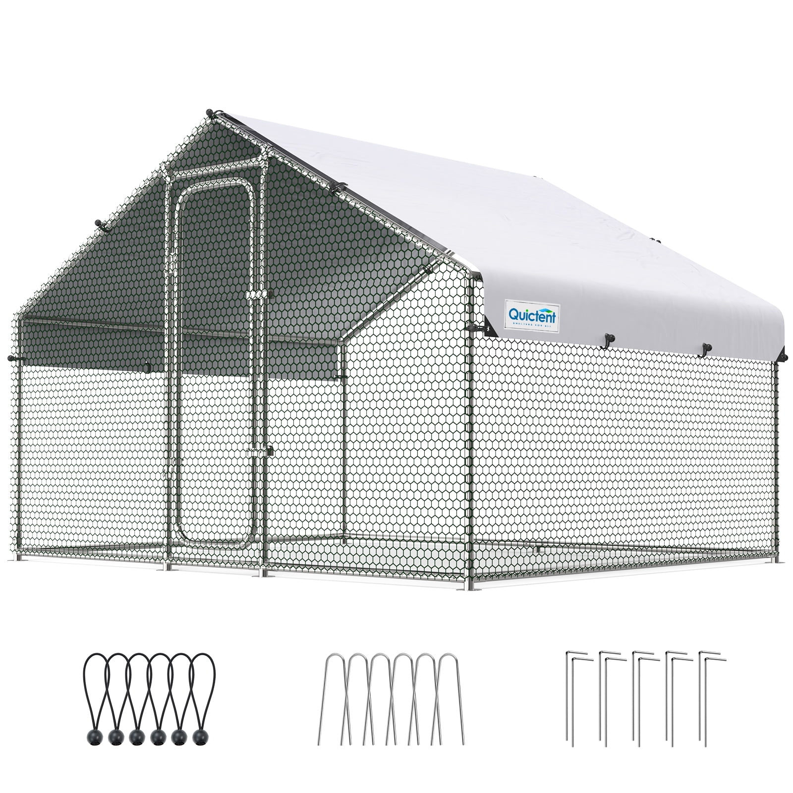 Quictent Large Metal Chicken Coop 6.6x9x6.6FT for 10+ Poultry with Waterproof Roof