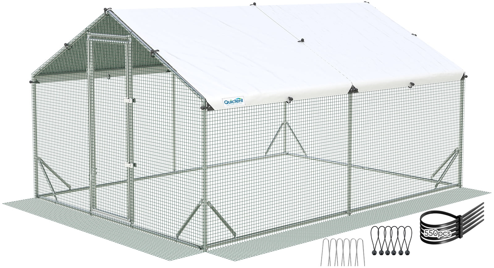 Quictent 12x9x6.6FT Predator Proof Weatherproof Metal Chicken Coop