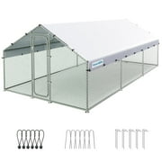 Quictent Large Metal Chicken Coop Run for 30+ Poultry with Galvanized Hardware Cloth and Waterproof Roof Cover, Outdoor Walk-in Cage Peak Hen House for Yard Farm, 18x9x6.6FT