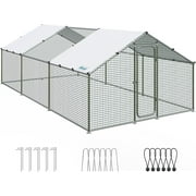 Quictent Large Metal Chicken Coop Run for 30+ Poultry with Galvanized Hardware Cloth and Waterproof Roof Cover, Outdoor Walk-in Cage Peak Hen House for Yard Farm, 18x9x6.6FT