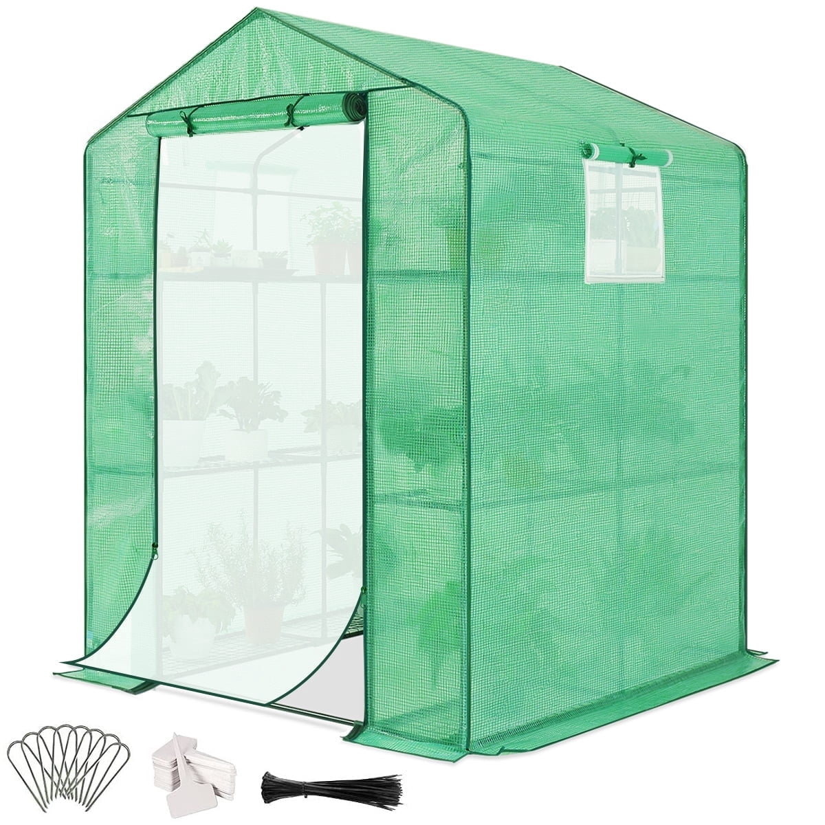 Quictent Mini Greenhouse 3 Tiers 12 Shelves 56"x 56"x77" Outdoor Walk In Gardening Planter Hot House PE Cover