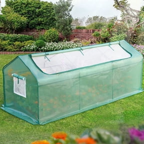 Quictent Mini Greenhouse 95"W x 36"D x 36"H, Garden Planter Hot house Portable Green house with 2 Meshed Windows & Large U-Shaped Zipper Screen Door (Green)