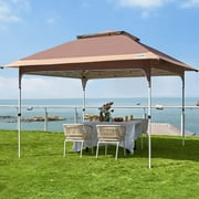 Quictent Pop up Canopy 12 x 12, One Person Set up Portable Instant Folding Shelter, Outdoor Canopy Tent with Extra Shade for Backyard, Patio, Party - Dark Grey/Grey